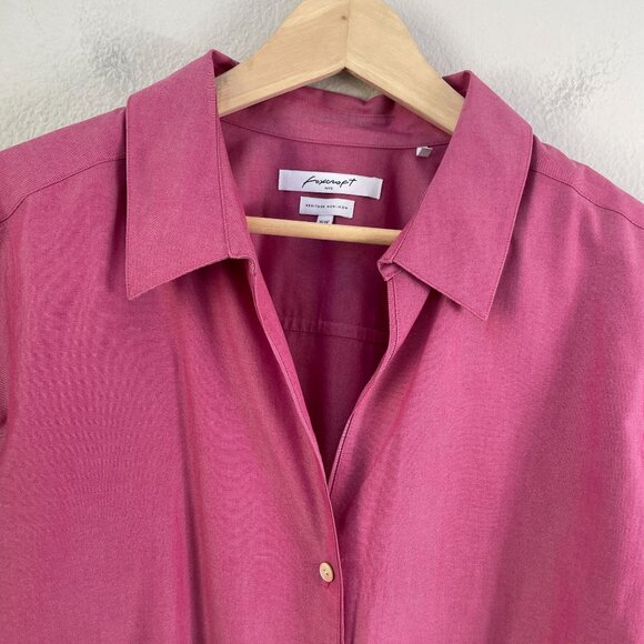 Foxcroft NYC Womens Plus 16W Fitted Heritage Non Iron Pink Button Up Shirt Top - Picture 8 of 10